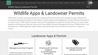 TPWD Wildlife Apps and Landowner Permits