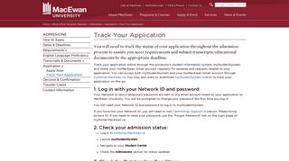 Track Your Application - MacEwan University - Macewan Student Portal