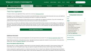 
                            7. Track Your Application - Wright State University - Wright State Student Portal