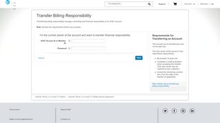 Transfer Billing Responsibility - AT&T