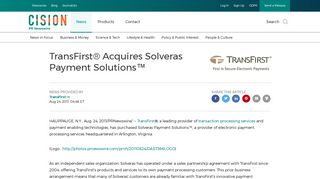 
TransFirst® Acquires Solveras Payment Solutions™  
