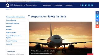 
                            1. Transportation Safety Institute | US Department of Transportation - Tsi Training Portal