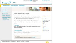 
                            8. TransUnion Direct: Credit Reports Add-Ons-Credit Report Add ... - Transunion Direct Portal Page