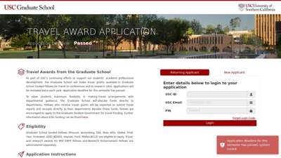 Travel Award Application - My Graduate School - Login