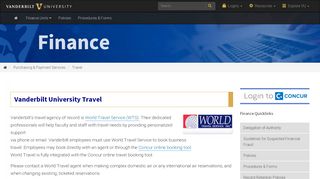 
                            1. Travel - Finance | Vanderbilt University - Vanderbilt University Concur Portal
