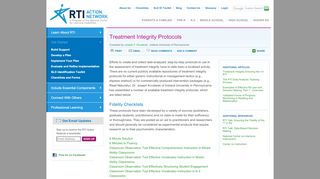 
Treatment Integrity Protocols - RTI Action Network  
