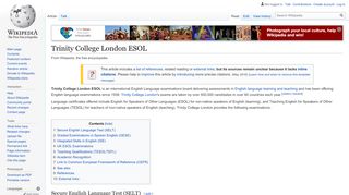 
                            5. Trinity College London ESOL - Wikipedia - Trinity College London Portal