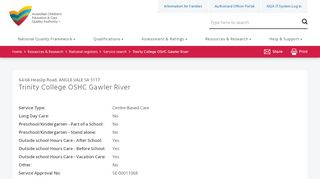 
                            5. Trinity College OSHC Gawler River | ACECQA - Trinity College Gawler River Email Portal