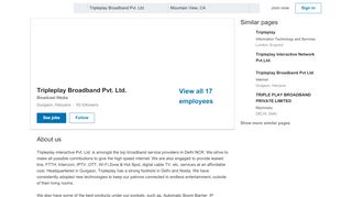 
                            5. Tripleplay Broadband Pvt. Ltd. | LinkedIn - Triple Play Portal Gurgaon