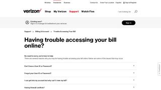 
Trouble Accessing Your Bill | Verizon Billing & Account  
