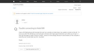 
                            7. Trouble connecting to Hotel Wifi - Apple Community - M3 Connect Login Portal