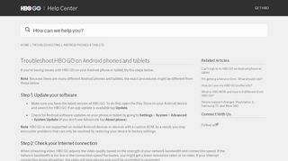 
Troubleshoot HBO GO on Android phones and tablets – HBO ...
