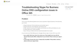 
Troubleshoot Skype for Business Online DNS configuration ...  
