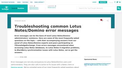 Troubleshooting common Lotus Notes/Domino error messages