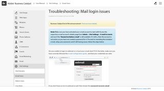 
Troubleshooting: Mail login issues - Business Catalyst Support  

