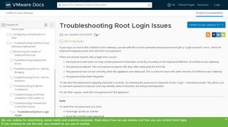 
Troubleshooting Root Login Issues - VMware Docs  

