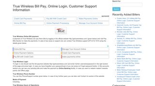 
                            2. True Wireless Bill Pay, Online Login, Customer Support Information - True Wireless Customer Portal
