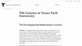 
                            5. TSI Courses at Texas Tech University | Texas Success Initiative | TTU - Tsi Training Portal
