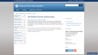 
                            2. TSI Online Course Instructions | Federal Transit Administration - Tsi Training Portal