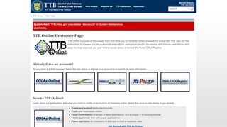 
                            3. TTBGov - TTB Online Homepage - Ttb Colas Online Portal