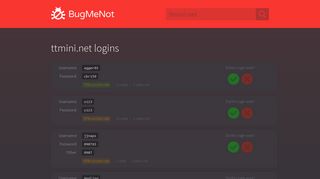 ttmini.net passwords - BugMeNot