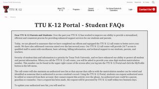 
                            3. TTU K-12 Portal - Student FAQs | TTU K-12 | TTU - Texas Tech ... - Texas Tech K 12 Portal
