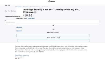 Tuesday Morning Inc., Hourly Pay  PayScale