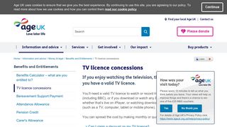 
TV licence discounts for concessions (Free for over-75s) | Age ...  
