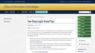 
                            5. Two Step Login Travel Tips - [email protected] - University of Notre ... - Notre Dame Two Step Portal