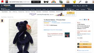 
Ty Beanie Babies - Princess Bear: Toys & Games - Amazon.com  
