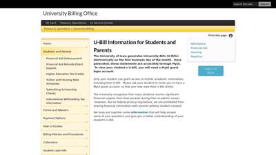 U-Bill Information for Students and Parents  University ...
