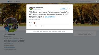 
UD Admissions on Twitter: ""My Blue Hen Home:" your custom "portal ...
