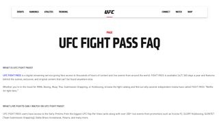 
                            2. UFC Fight Pass FAQ | UFC - Ufc Tv Login