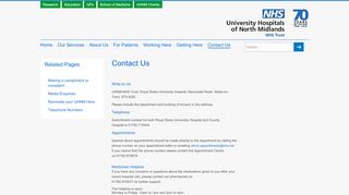 
                            5. UHNM - Contact Us - Contact Us - University Hospitals of North Midlands - Uhns Email Portal
