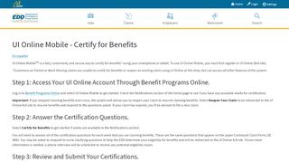 
                            2. UI Online Mobile - Certify for Benefits - EDD - CA.gov
