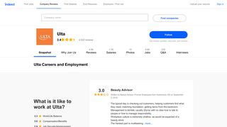 Ulta Careers and Employment | Indeed.com - Ulta Careers Sign In