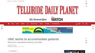 
                            5. UMC works to accommodate patients | News | telluridenews.com - Telluride Medical Center Patient Portal