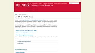 UMDNJ Site Redirect  Rutgers University Human Resources