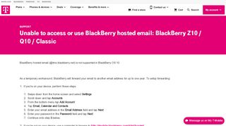 
                            4. Unable to access or use BlackBerry hosted email: BlackBerry ... - Blackberry Net Portal