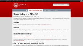 
Unable to Log in to Office 365 | IT Help - Illinois State  
