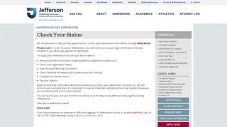 
                            2. Undergrad Check Your Status - Thomas Jefferson University - Jefferson University Student Portal
