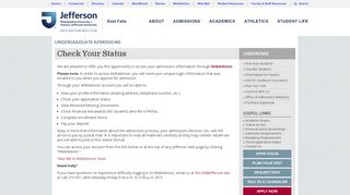 
                            1. Undergrad Check Your Status - Thomas Jefferson University - Thomas Jefferson Application Portal