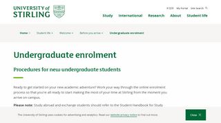 
                            3. Undergraduate enrolment | Student life | University of Stirling - University Of Stirling Student Portal