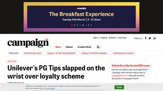 
                            4. Unilever's PG Tips slapped on the wrist over loyalty scheme - Pg Tips Cuppa Club Portal