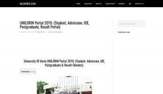 
                            8. UNILORIN Portal 2019: (Student, IOE, Postgraduate & Result Portal) - Unilorin Post Utme Portal
