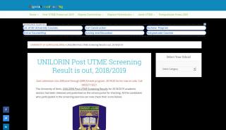 
                            6. UNILORIN Post UTME Screening Result is out, 2018/2019 - Unilorin Post Utme Portal