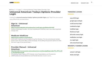 Universal American Todays Options Provider Login — Sign In ...