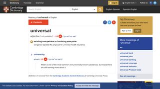 
                            3. UNIVERSAL | definition in the Cambridge English Dictionary - Universalhidef Sign In