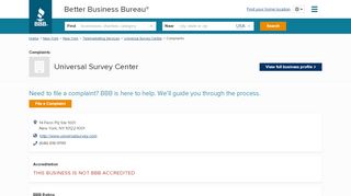 
                            9. Universal Survey Center | Complaints | Better Business ... - Opinionsite Portal