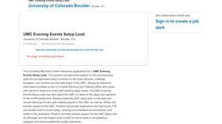 
University of Colorado Boulder hiring UMC Evening Events ...
